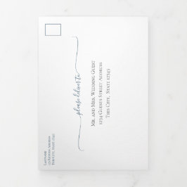 Wasserfarbener See Blue Canoe Hochzeit in einem In Dreifach Gefaltete Karte