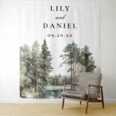 Wasserfarbener Seewald - Foto Hintergrund Wandteppich (Beispiel)