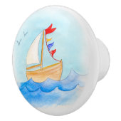 Wasserfarbener Segelbootknopf Keramikknauf (Rechts)