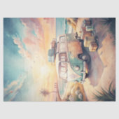 Wasserfarbener Sommerweg Tropischer Retrobus Seidenpapier (Vorderseite)