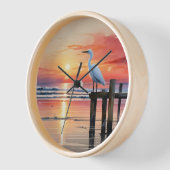 Wasserfarbener Sonnenaufgang mit Egret Uhr (Winkel)