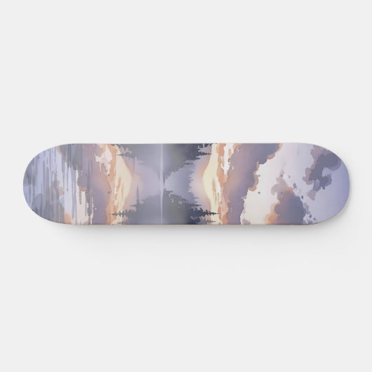 Wasserfarbener Sonnenaufgang - Serene Misty Mounta Skateboard (Horizontal)
