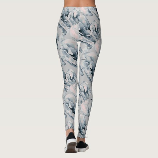 Wasserfarbener Spaß Elefant Süße Tier Art Leggings (Rückseite)