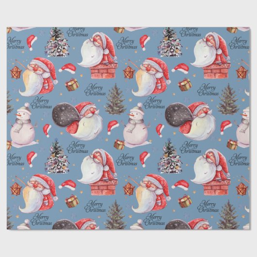 Wasserfarbener Spaß Weihnachten Geschenkpapier (Flach)