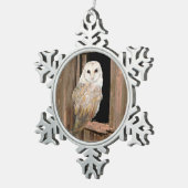 Wasserfarbener Stall Vogelvögel Kunst Schneeflocken Zinn-Ornament (Rechts)