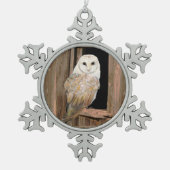 Wasserfarbener Stall Vogelvögel Kunst Schneeflocken Zinn-Ornament (Vorderseite)