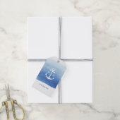 Wasserfarbener Strand Hochzeit nautischer Anker Mo Geschenkanhänger (Mit Garn)