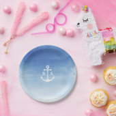 Wasserfarbener Strand Hochzeit nautischer Anker Mo Pappteller (Party)