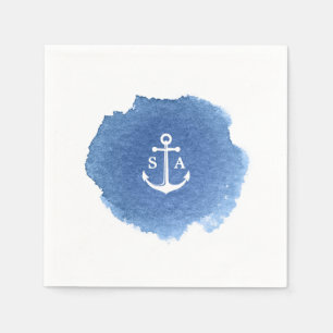 Wasserfarbener Strand Hochzeit nautischer Anker Mo Serviette
