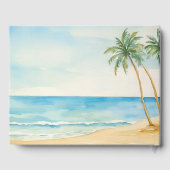 Wasserfarbener Strand und Palmen Bäume Elegante Ho Gästebuch (Rückseite)