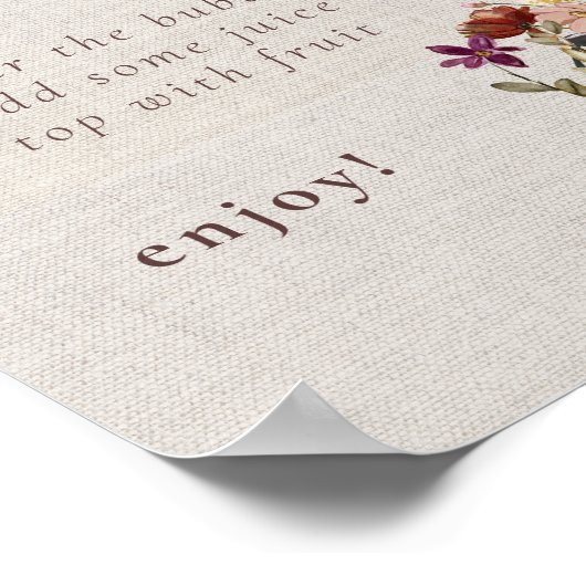 Wasserfarbener Tee Party Mimosa Bar Sign Poster (Ecke)