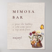 Wasserfarbener Tee Party Mimosa Bar Sign Poster (Vorne)