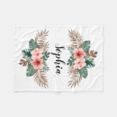 Wasserfarbener tropischer Blumenstrauß - Benutzerd Fleecedecke (Vorderseite (Horizontal))