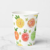 Wasserfarbener tropischer Zitrusfrüchte Pappbecher (Rückseite)