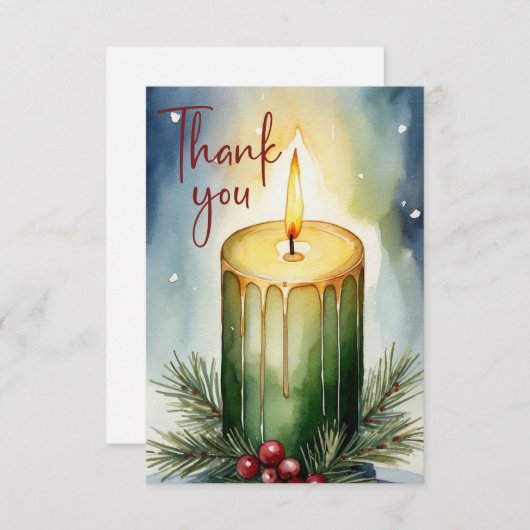 Wasserfarbener Urlaub Candle Festivals Illustratio Dankeskarte (Vorne/Hinten)