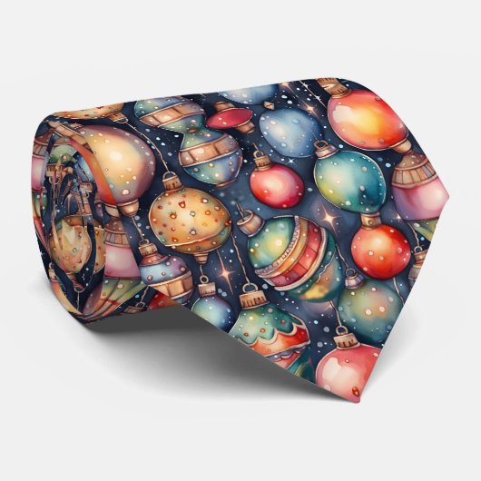 Wasserfarbener Urlaub Kunst Weihnachten Dekoration Krawatte (Gerollt)