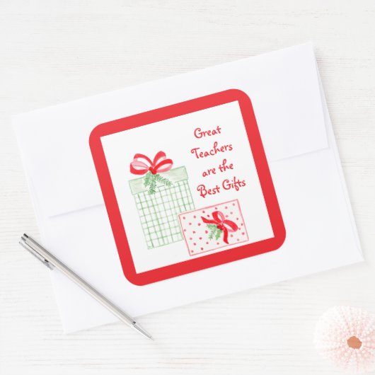 Wasserfarbener Urlaub Lehrer Beste Geschenke Quadratischer Aufkleber (Umschlag)