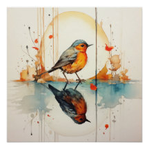 Wasserfarbener Vogel: Schöne Details im Minimalism