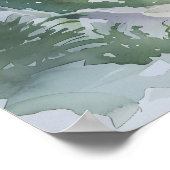 Wasserfarbener Wald im Nebelgebirge Poster (Ecke)