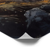 Wasserfarbener Waldweg mit Laternen im Herbst Poster (Ecke)