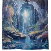 Wasserfarbener Wasserfall Grotto America Duschvorhang (Vorderseite)