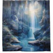 Wasserfarbener Wasserfall Grotto America Duschvorhang (Vorderseite)