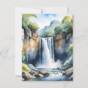 Wasserfarbener Wasserfall Postkarte