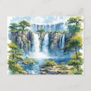 Wasserfarbener Wasserfall Victoria Falls 2 Naturel Postkarte