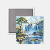 Wasserfarbener Wasserfall Victoria Falls Nature Magnet (Vorderseite/Rückseite)