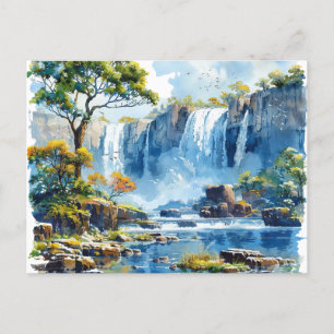 Wasserfarbener Wasserfall Victoria Falls Nature Postkarte