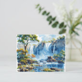 Wasserfarbener Wasserfall Victoria Falls Nature Postkarte (Stehend Vorderseite)