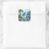 Wasserfarbener Wasserfall Victoria Falls Nature Quadratischer Aufkleber (Tasche)