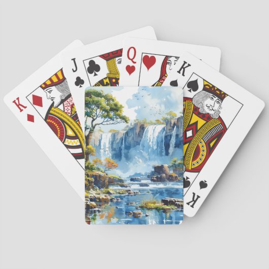 Wasserfarbener Wasserfall Victoria Falls Nature Spielkarten (Rückseite)