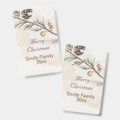 Wasserfarbener Weihnachtsbaum in neutraler Farbe Ausweis (Vorder- & Rückseite)