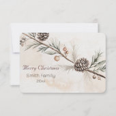 Wasserfarbener Weihnachtsbaum in neutraler Farbe Dankeskarte (Vorderseite)