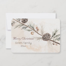 Wasserfarbener Weihnachtsbaum in neutraler Farbe Dankeskarte