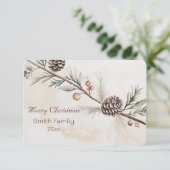 Wasserfarbener Weihnachtsbaum in neutraler Farbe Dankeskarte (Stehend Vorderseite)