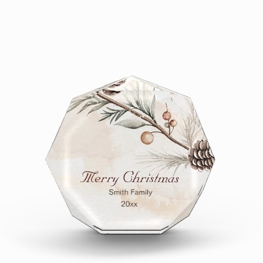 Wasserfarbener Weihnachtsbaum in neutraler Farbe Fotoblock (Vorderseite)