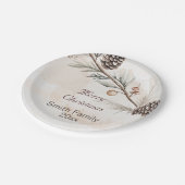 Wasserfarbener Weihnachtsbaum in neutraler Farbe Pappteller (Schrägansicht)