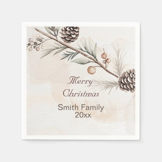 Wasserfarbener Weihnachtsbaum in neutraler Farbe Serviette (Vorderseite)