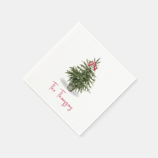 Wasserfarbener Weihnachtsbaum Personalisiert Serviette (Ecke)