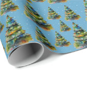 Wasserfarbener Weihnachtsbaum Schneeflocke Zeichne Geschenkpapier (Rolleneckpunkt)