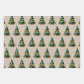 Wasserfarbener Weihnachtsbaum Schneeflocke Zeichne Geschenkpapier Set (Vorderseite 3)