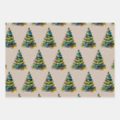 Wasserfarbener Weihnachtsbaum Schneeflocke Zeichne Geschenkpapier Set (Vorderseite 2)