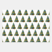 Wasserfarbener Weihnachtsbaum Schneeflocke Zeichne Geschenkpapier Set (Vorderseite)