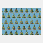 Wasserfarbener Weihnachtsbaum Schneeflocke Zeichne Geschenkpapier Set (Vorderseite)