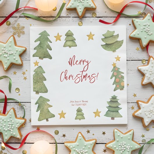 Wasserfarbener Weihnachtsbaum Serviette