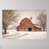 Wasserfarbener Weihnachtsmann im Schnee Poster (Vorne)