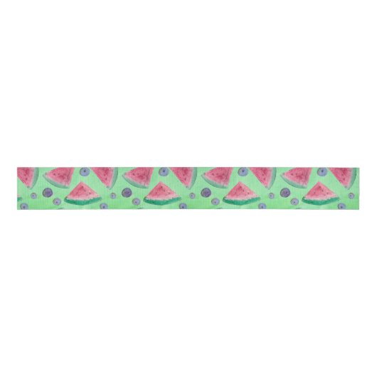 Wasserfarbener Wein Wassermelone Berry Green Ripsband (Vorderseite)