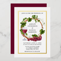 Wasserfarbener Wein Weintrauben Hochzeit Gold